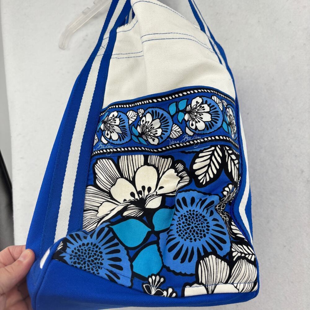 Vera Bradley Tote Blue Bayou Large Open Top Shoulder Bag Beach Travel Weekend - Picture 3 of 12